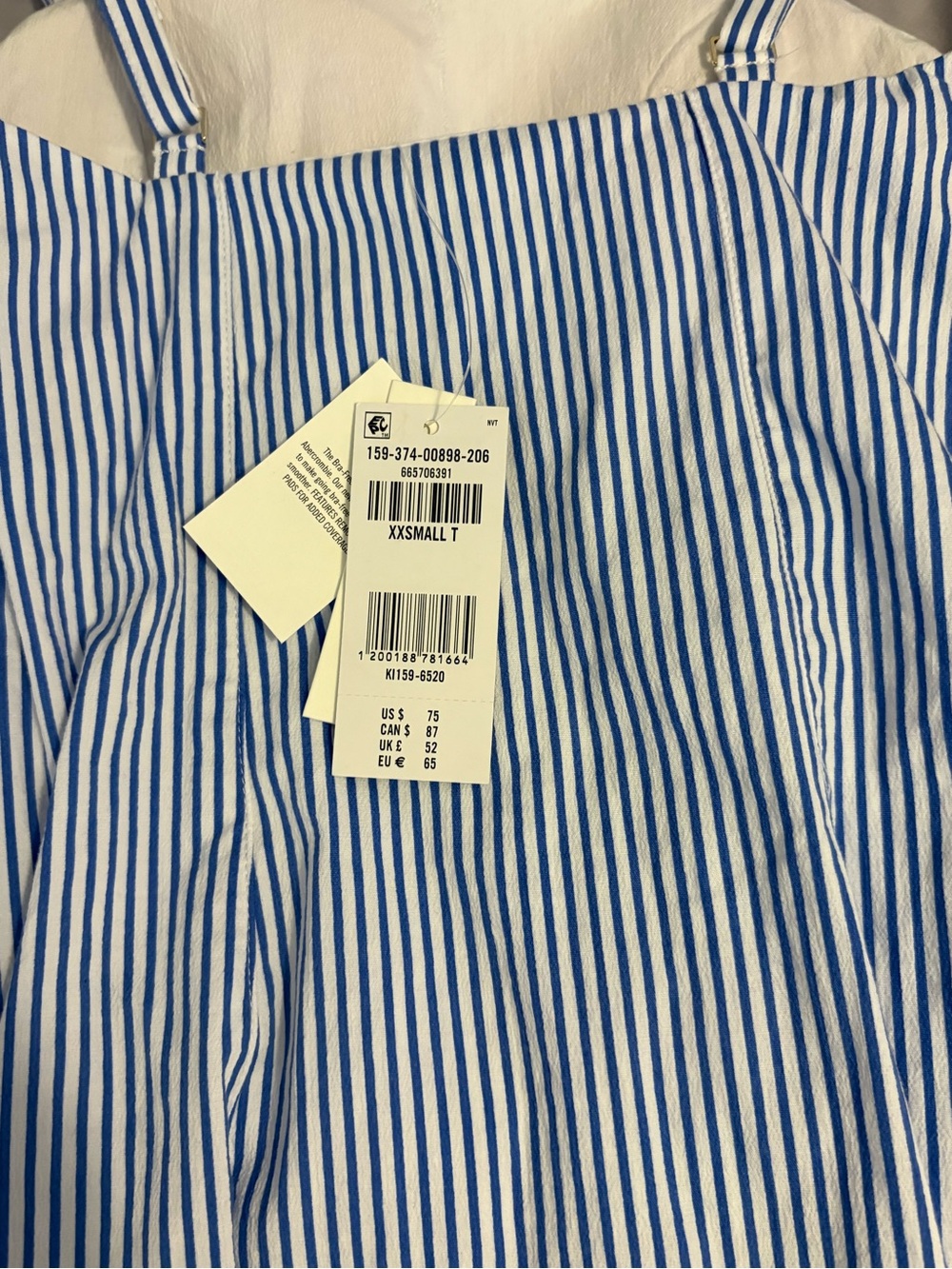 A&F Striped Light Blue Square-Neck Mini Dress - Picture 6 of 7
